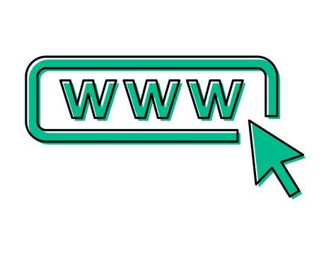 World wide web icon, www internet website symbol, click mouse arrow sign vect Stock-Illustration