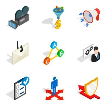 World Wide web icons set, isometric style Stock Illustration