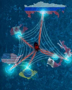 The World Wide Web of the Internet, a cyberattack Stock Illustration