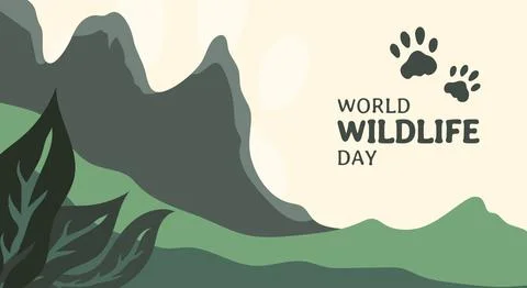 World wildlife day. Flat vector design with paw sign for background, banner.. Stock Illustration
