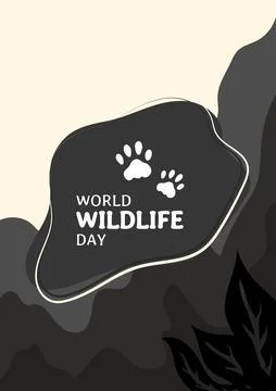 World wildlife day. Flat vector design with paw sign for poster, banner, ba.. Stock Illustration