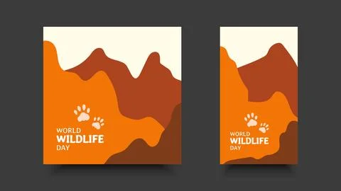 World wildlife day. Flat vector design with paw sign for social media, bann.. Stock Illustration