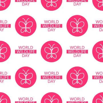 World Wildlife Day seamless pattern Stock Illustration