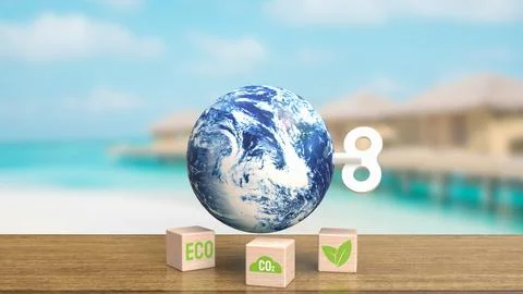 The world with wind up for ecological or ecosystem concept 3d rendering Stock Illustration