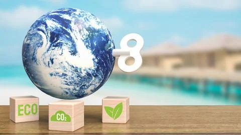 The world with wind up for ecological or ecosystem concept 3d rendering Stock Illustration