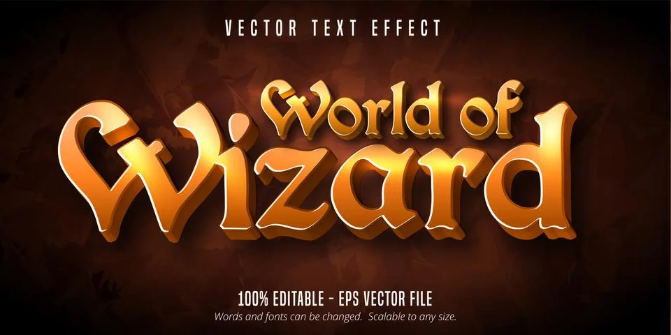 World of wizard text, old style editable text effect Stock Illustration