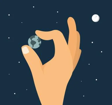 World at your fingertips / powerful hand Stock Illustration
