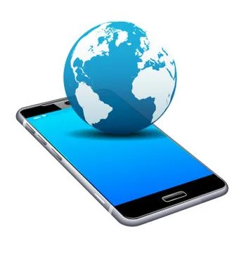 World on your Phone Cell Smart Mobile 3D and 2D Stock Illustration