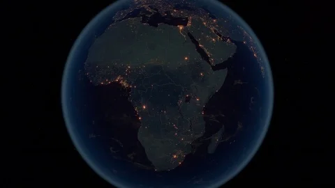 World Zoom Into Africa. The Night View from Space. City Lights. 4k Stock Footage