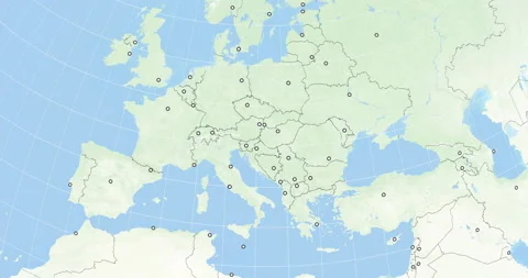 World Zoom to Central and Eastern Europe. States and Capitals. 4k. Stock Footage 103823256