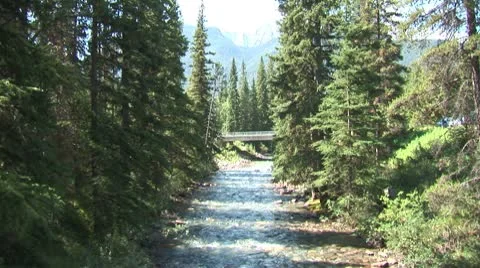 WorldClips-Banff Stream Bridge-ws-zoom Stock-Footage 8918802