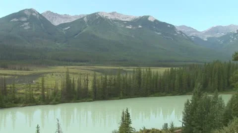 WorldClips-Bow River and Mountains-xws Video stock 8919041