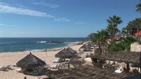 WorldClips-Cabo Resort Beach-overhead Video stock 8920061