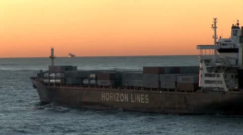 WorldClips-Freighter at Dawn Video stock 8928720