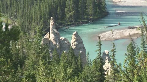 WorldClips-Hoodoos-Bow River Stock Footage 8919194