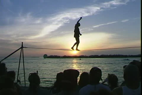 WorldClips-Juggler on Wire Stock-Footage 8947643