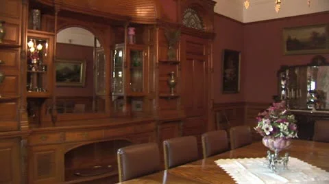 WorldClips-Mansion Dining Room-pan Stock Footage