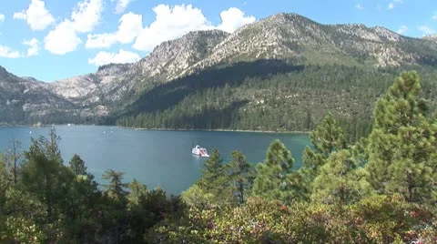 WorldClips-MS Dixie in Emerald Bay-ws Stock-Footage 8924607