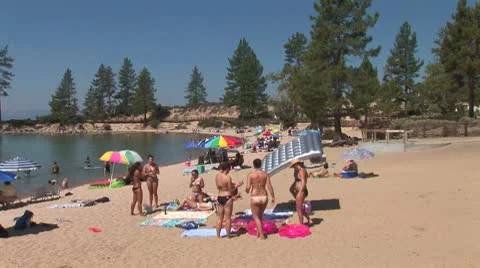 WorldClips-Sand Harbor Beach-ws-pan Stock Footage 8924763