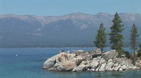 WorldClips-Sand Harbor Rocks Stock Footage 8924821