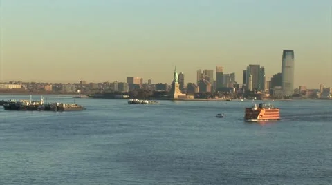 WorldClips-Statue of Liberty-Ferry Stock-Footage 8929011