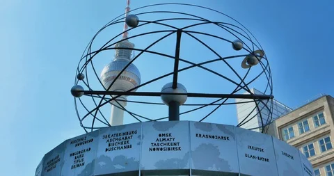 Worldclock in Berlin Germany Video stock 106368416