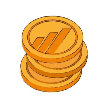 Worldcoin cryptocurrency stack icon Stock Illustration