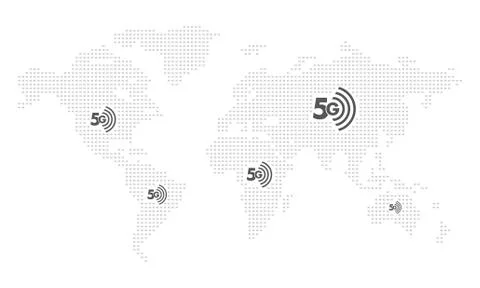 Worldmap dotted wifi connection background grey flat Stock Illustration