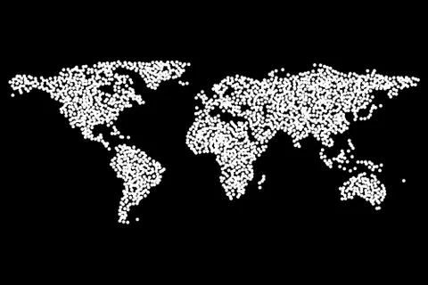 Worldmap dotwork template silhouette. Illustrazione stock