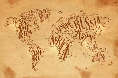 Worldmap vintage craft Illustration