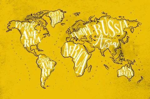 Worldmap vintage yellow Illustrazione stock