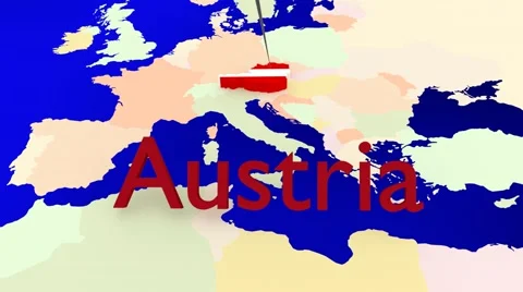 Worldmap Zooms to Austria Stock Footage 43005150