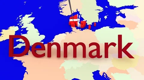Worldmap Zooms to Denmark Stock Footage 43017820