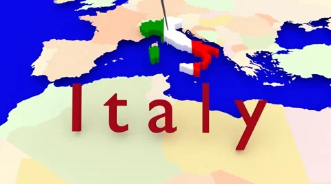 Worldmap Zooms to Italy Stock Footage 43038976