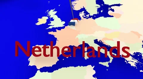 Worldmap Zooms to the Netherlands Stock Footage 43108719