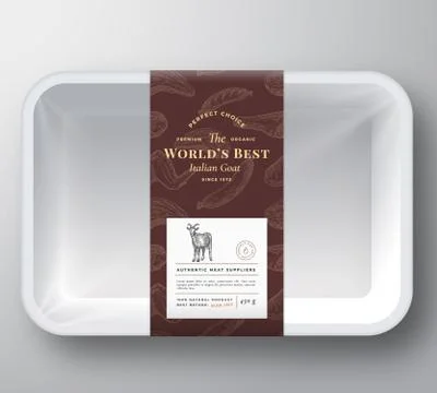 Worlds Best Goat Abstract Vector Plastic Tray Container Cover. Premium Meat Stock-Illustration