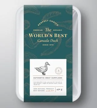 Worlds Best Poultry Abstract Vector Plastic Tray Container Cover. Premium Meat Stock Illustration