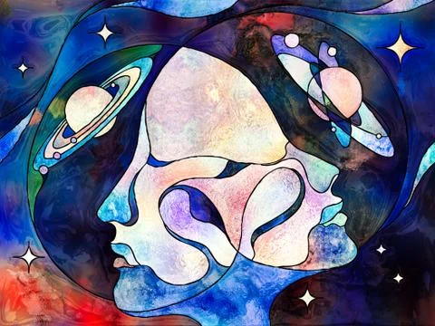 Worlds of Each Other Stock Illustration