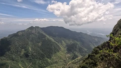 World’s End Cliff at Horton Plains National Park, Sri Lanka Stock Footage 344707910