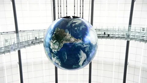 World’s first "Globe-like display" using organic LED panels Stock Footage 159866854