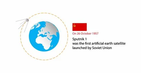 World's first satellite, Sputnik was launched into an elliptical low Earth orbit Stock Illustration