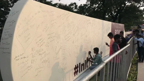 World's largest cricket bat unveiled in Hyderabad 스톡 동영상 163664585