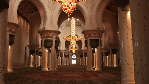 World's largest hand knotted carpet in Sheikh Zayed Mosque, Abu Dhabi, UAE Stock Footage 330083224