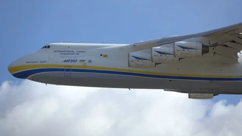 The world's largest plane in the air, slow motion Stock Footage 128411958