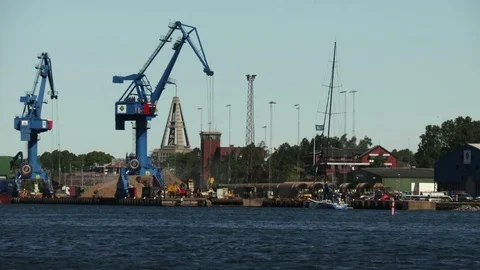 The world's largest sailing boat in a Swedish harbor Stock Footage