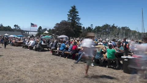 World's Largest Salmon BBQ Barbeque Fort Bragg Crowds People Timelapse Stock Footage 202191428