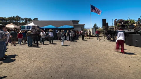 World's Largest Salmon BBQ Barbeque Fort Bragg Crowds People Timelapse Stock Footage 202192201