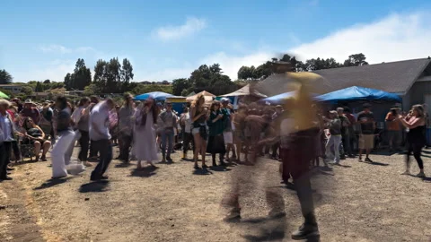 World's Largest Salmon BBQ Barbeque Fort Bragg Crowds People Timelapse Stock Footage 202192927