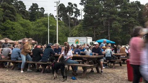 World's Largest Salmon BBQ Barbeque Fort Bragg Crowds People Timelapse Stock Footage 202193339