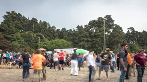 World's Largest Salmon BBQ Barbeque Fort Bragg Crowds People Timelapse Stock Footage 202193674